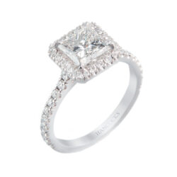 platinum 1.50ct princess cut diamond cluster ring