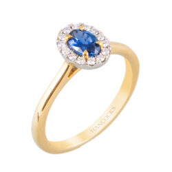 Oval Cut Sapphire with a Diamond Halo
