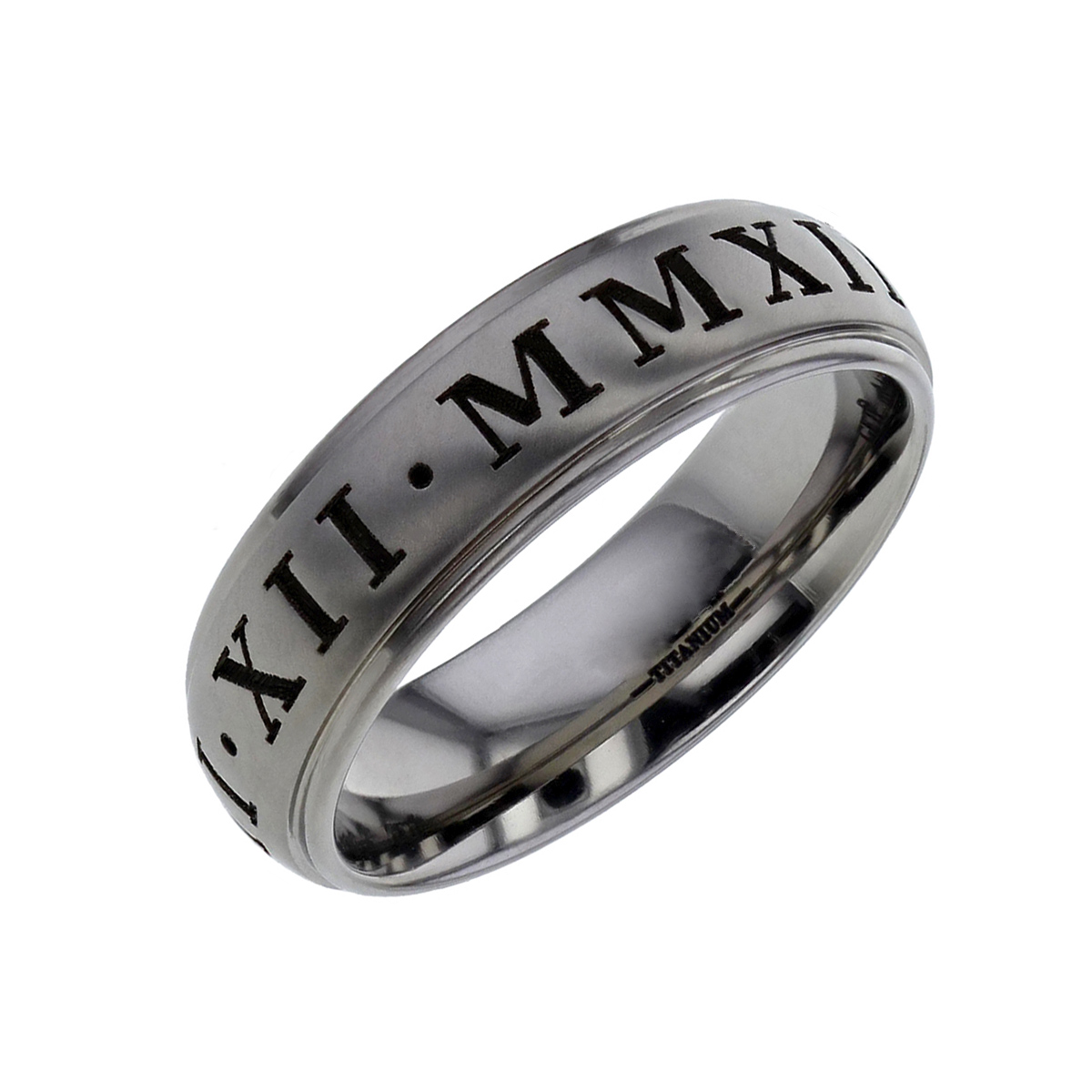 gents titanium band with roman numerals