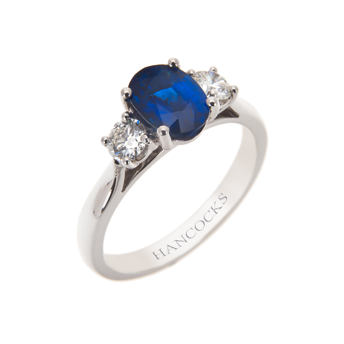 platinum sapphire and diamond 3-stone ring