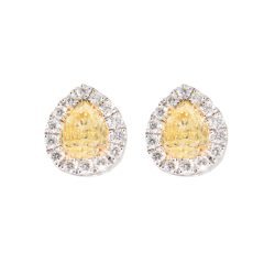 yellow diamond pear cut cluster earrings