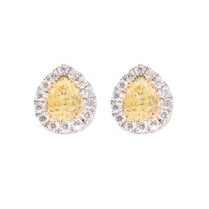 yellow diamond pear cut cluster earrings