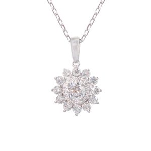 diamond double halo pendant