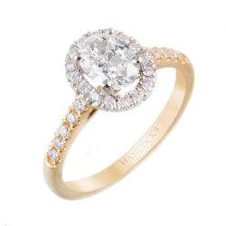 18ct yellow gold oval diamond cluster ring