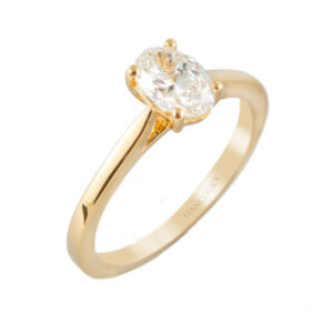 all yellow gold oval cut diamond 0.75ct single stone ring