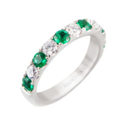 platinum emerald and diamond eternity ring