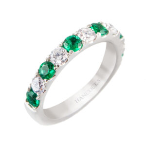 platinum emerald and diamond eternity ring