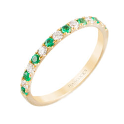 emerald and diamond eternity ring in gild