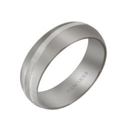 titanium gents ring with diagonal pattern