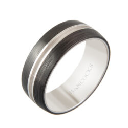 platinum and black carbon gents wedding ring