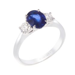 platinum sapphire and diamond 3-stone ring