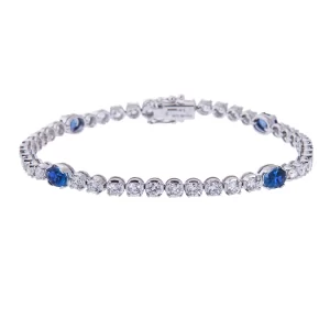oval sapphire and diamond tennis bracelet
