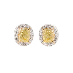oval yellow diamond stud earrings