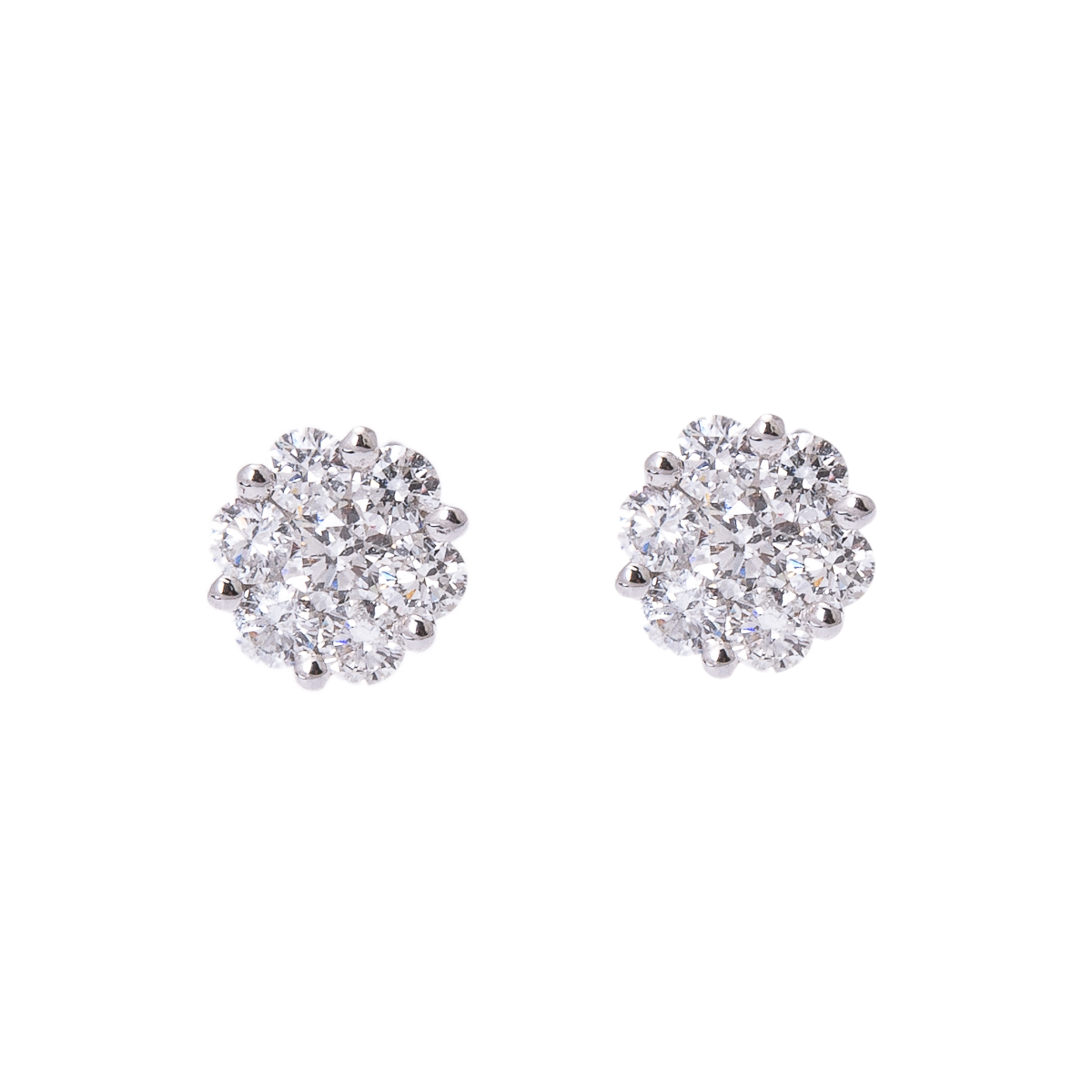 brilliant cut diamond cluster stud earrings
