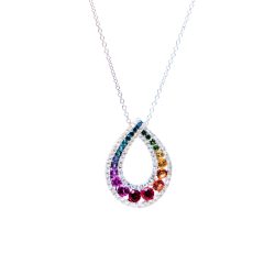 Multi Coloured Sapphire and Diamond Pendant
