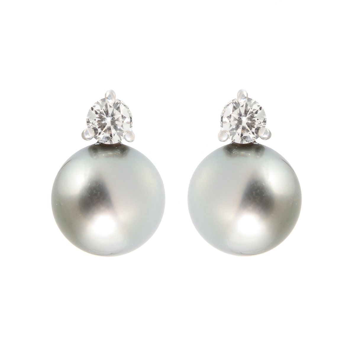 Tahitian pearl and diamond earrings