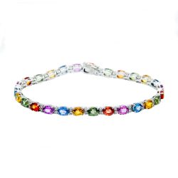 multi-coloured sapphire and diamond bracelet