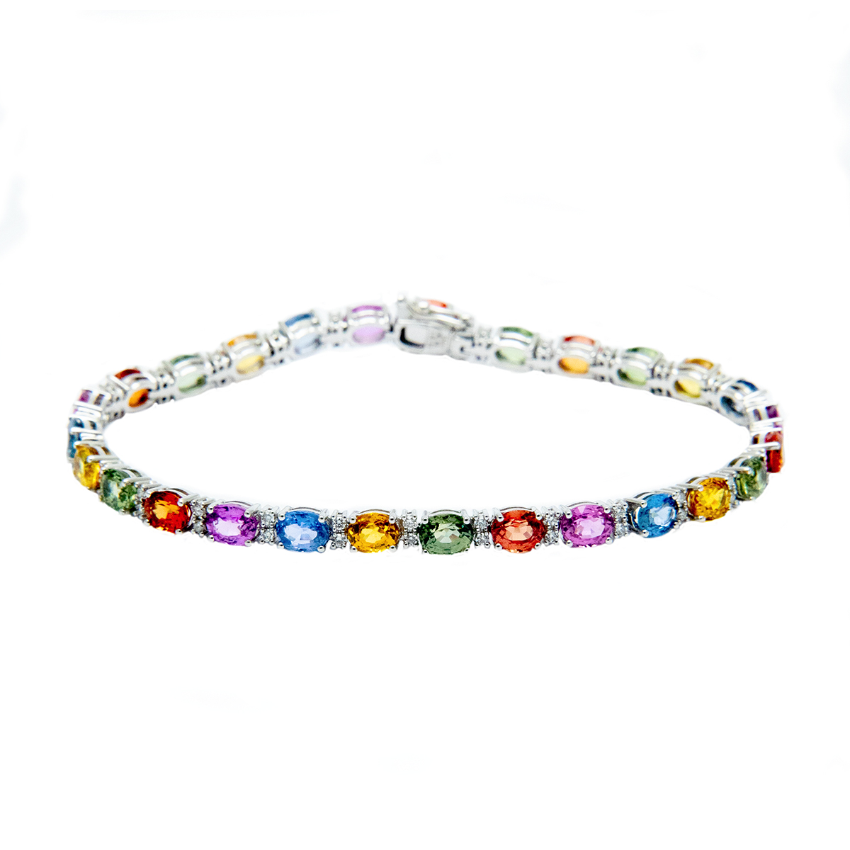 multi-coloured sapphire and diamond bracelet