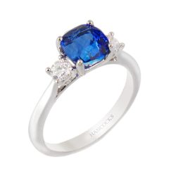 sapphire and diamond three stone ring