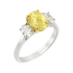 yellow diamond three stone ring