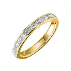 18ct yellow gold diamond set wedding ring channel set