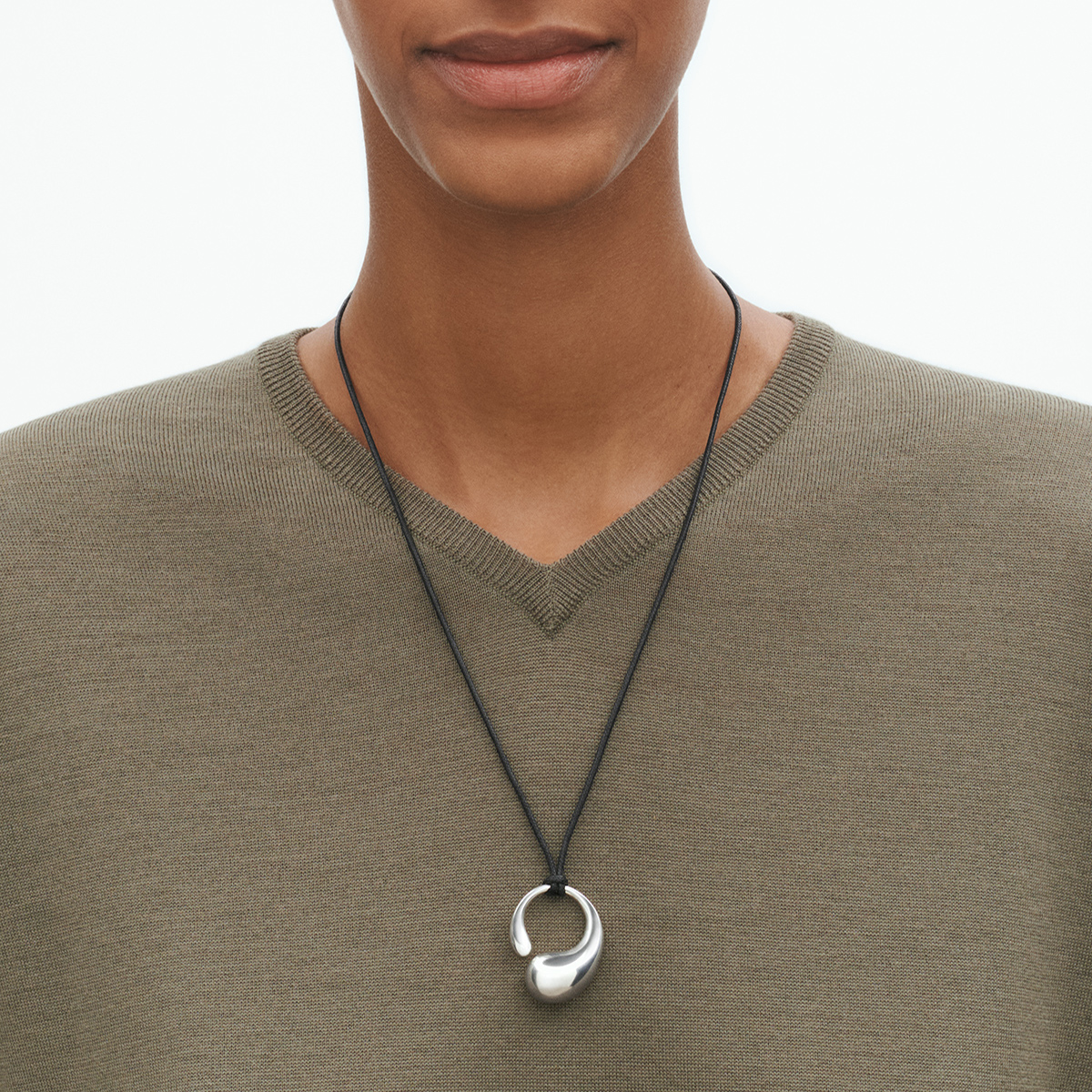 Silver Mercy Large Pendant on Cord - Image 2