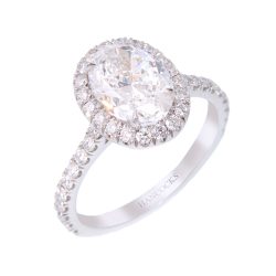 oval cut diamond cluster ring in platinum