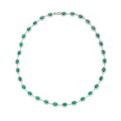 emerald and diamond cluster necklet