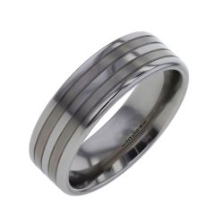 gents titanium matt and polished wedding ring