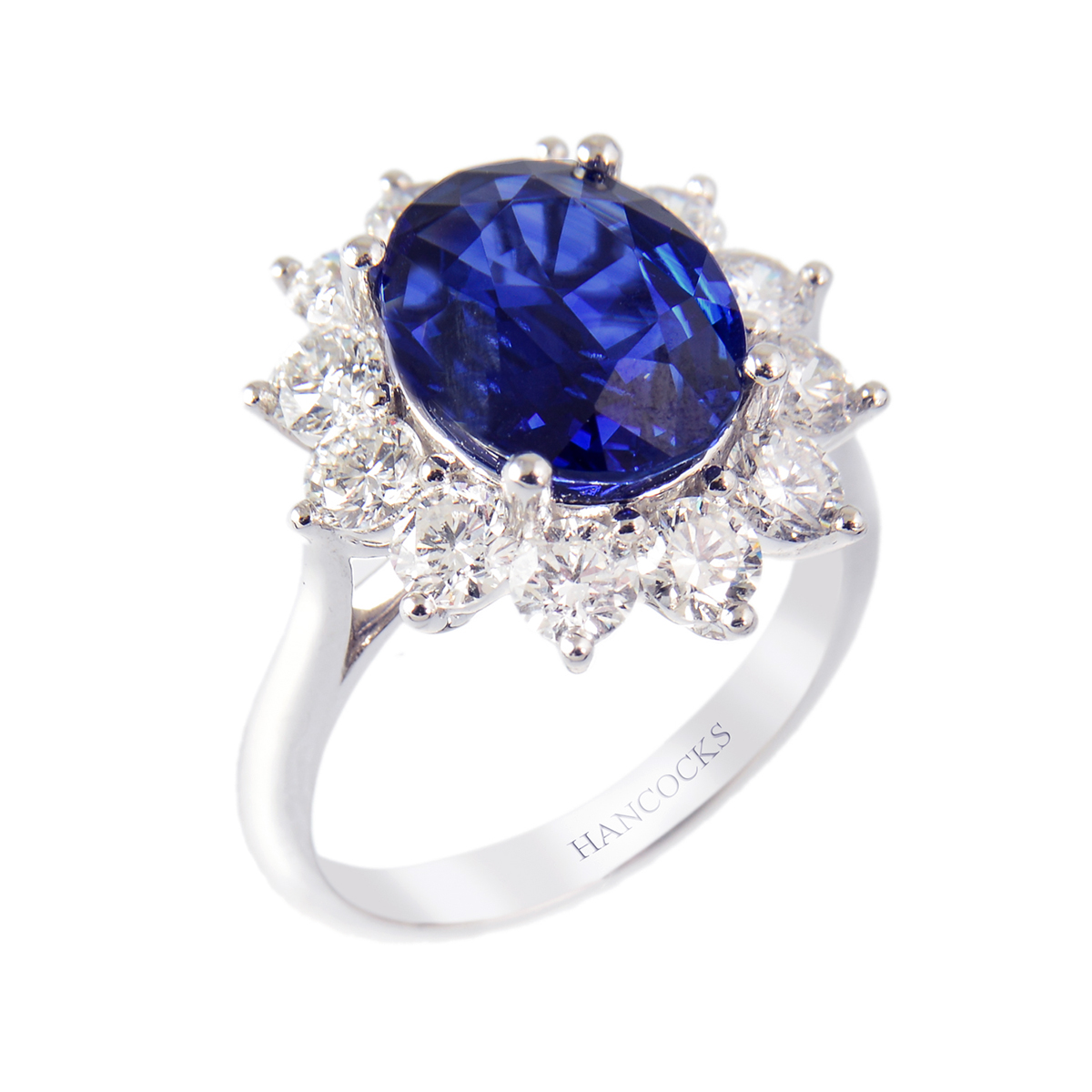 Sapphire and Diamond Cluster Ring