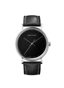 georg jensen koppel 38 mm black leather strap automatic watch