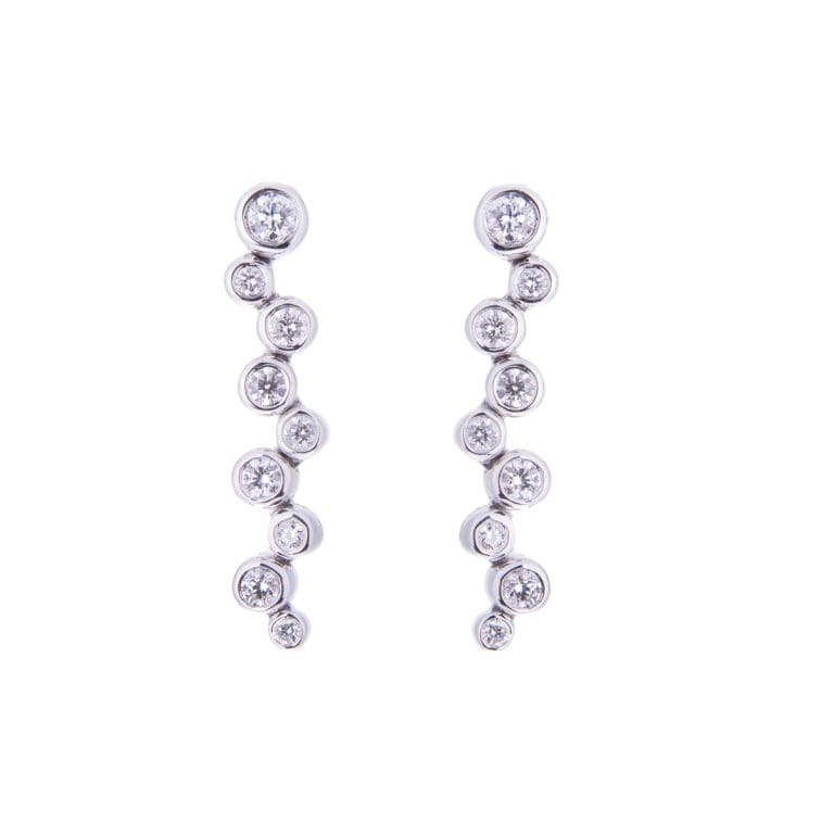 bubble design diamond drop earrings