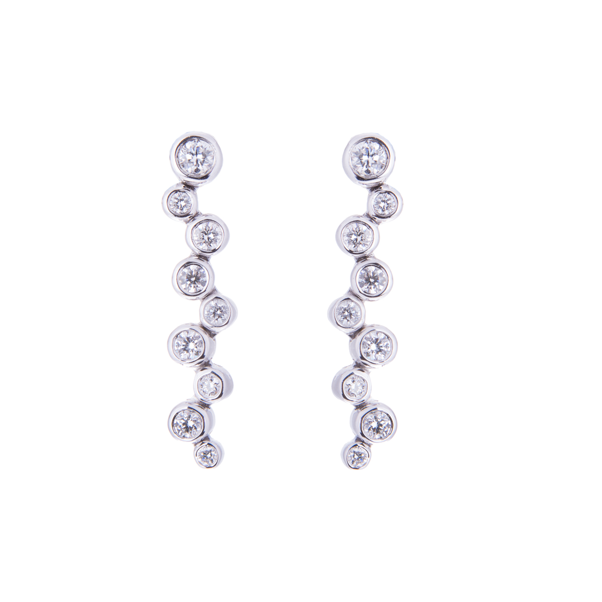bubble design diamond drop earrings