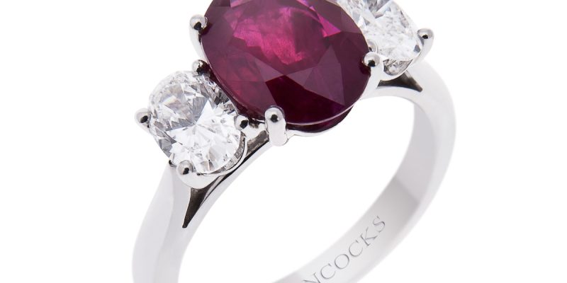 ruby and diamond-three-stone-engagement-ring