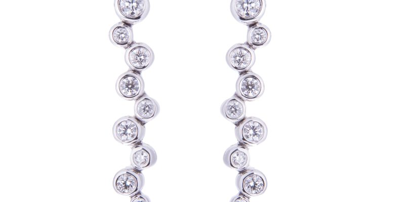 bubble design diamond drop earrings