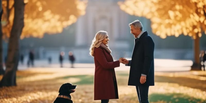 middle aged couple in an autumn park