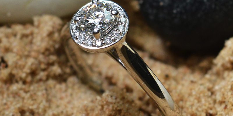 halo set brilliant cut diamond engagement ring