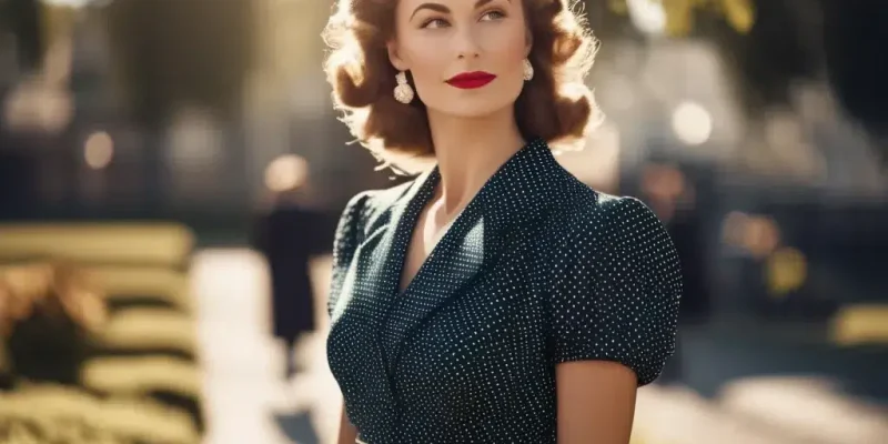 lady in 1940s dress in the sunshine