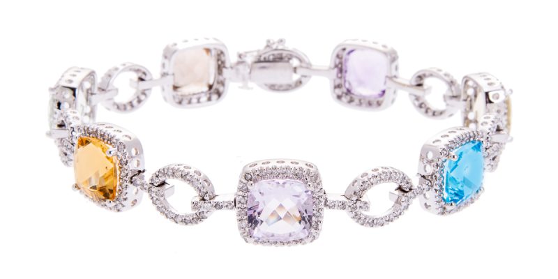 white gold multi gemstone bracelet with diamonds HC 100719 3