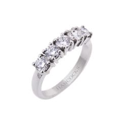 platinum half eternity ring set with 5 brilliant cut diamonds