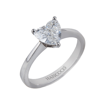Diamond Heart Shaped Ring in platinum
