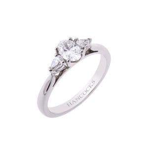 platinum oval cut diamond trilogy ring HANCVIII 20