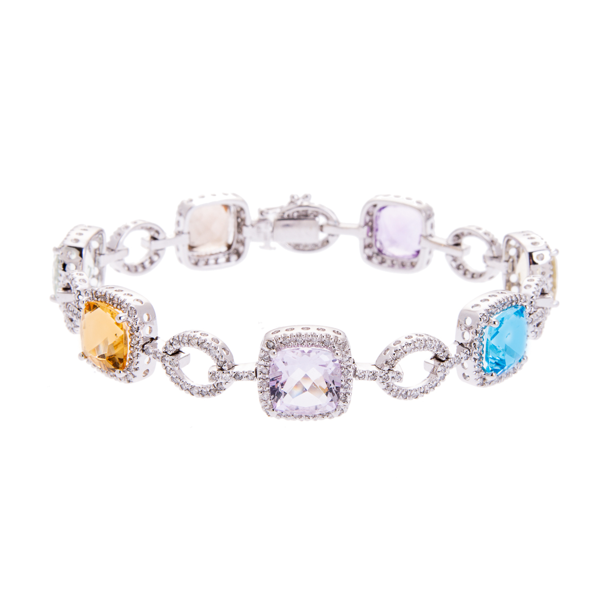 white gold multi gemstone bracelet with diamonds HC 100719 3